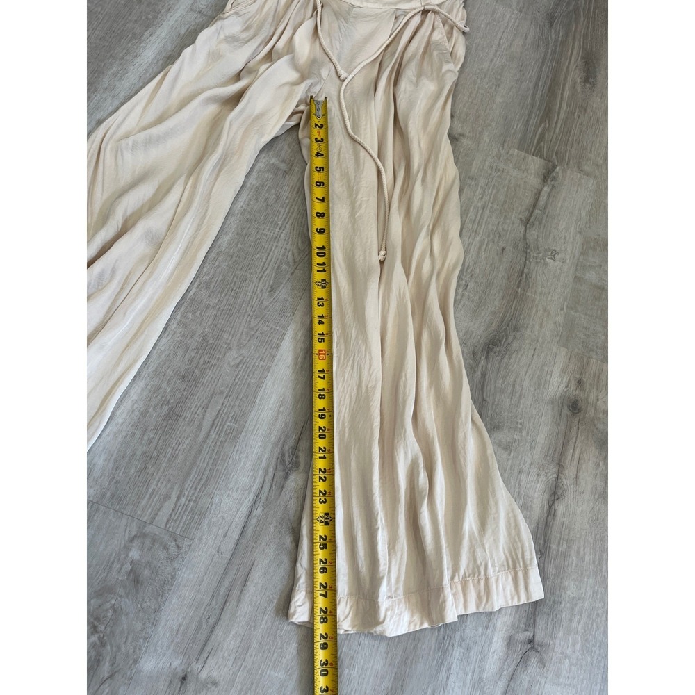 YFB Young Fabulous & Broke Reed Satin Wide Leg Pant Trousers Sea Salt Sz Small - Picture 8 of 14